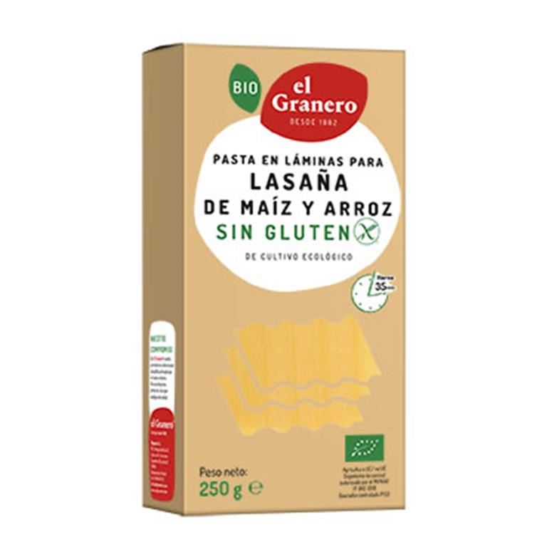 LASAÑA MAÍZ Y ARROZ S/G BIO 250gr (U/C 12)-EL GRANERO