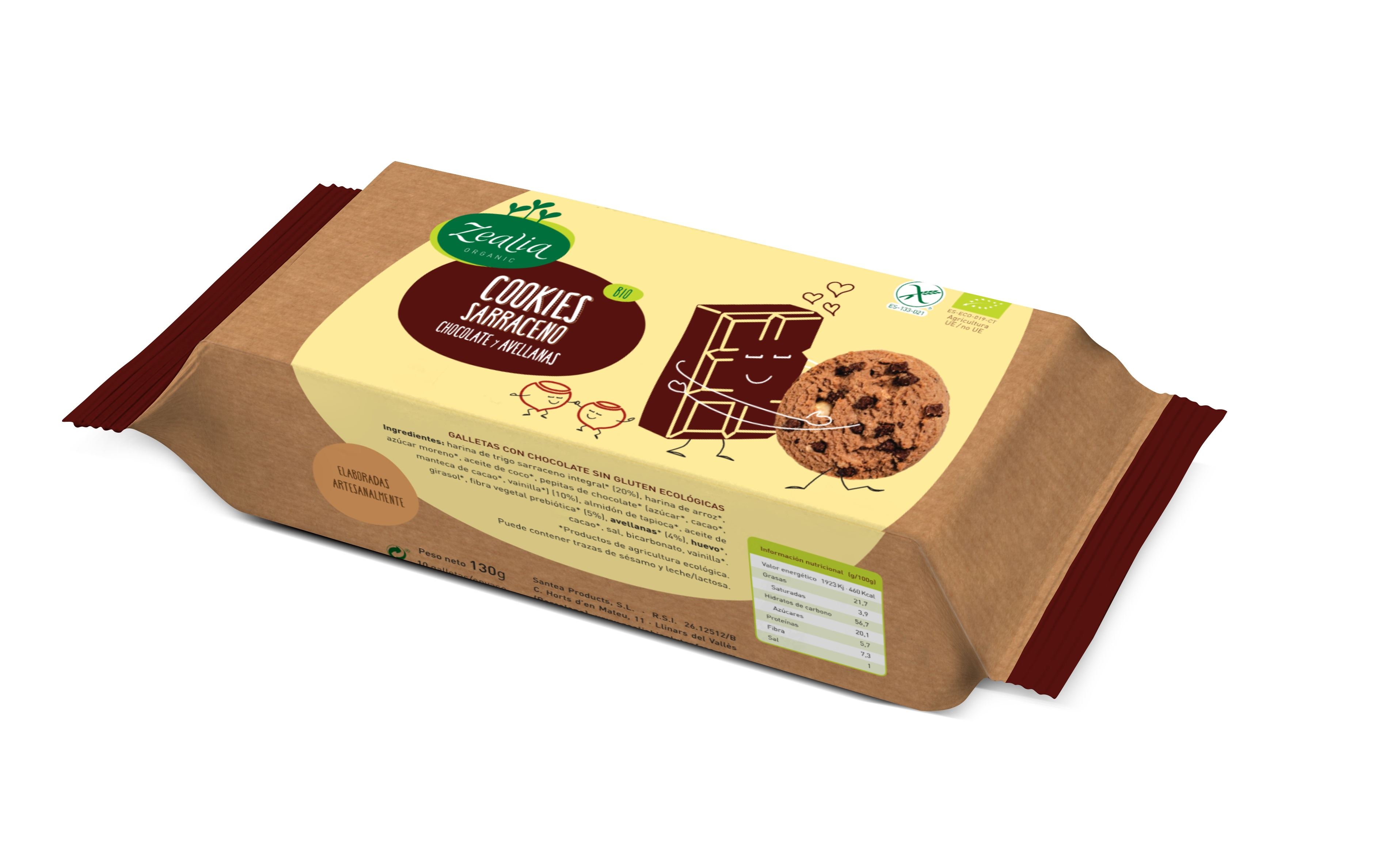 COOKIES SARRACENO CHOCOLATE Y AVELLANAS S/G BIO 130gr - ZEALIA