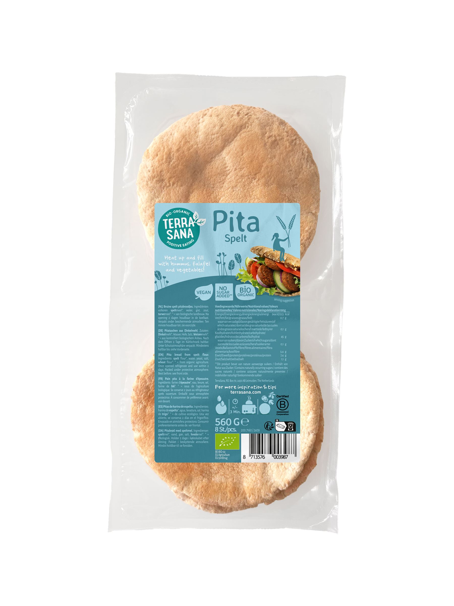 PAN PITA ESPELTA INTEGRAL BIO 560gr-TERRASANA